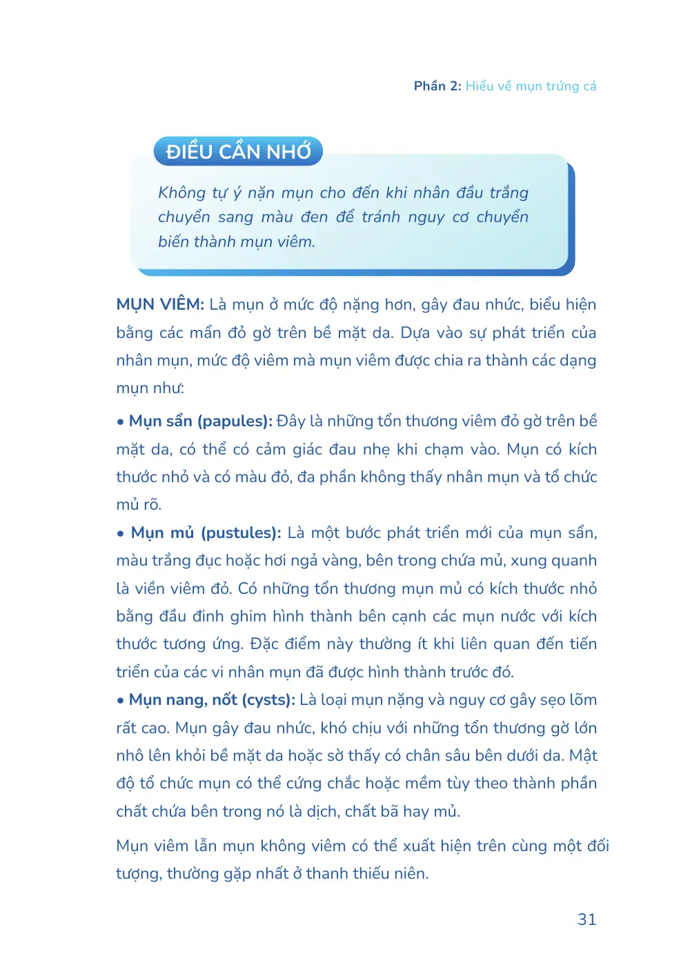 Trang 031 bản in của sách Hiểu mụn để hết mụn