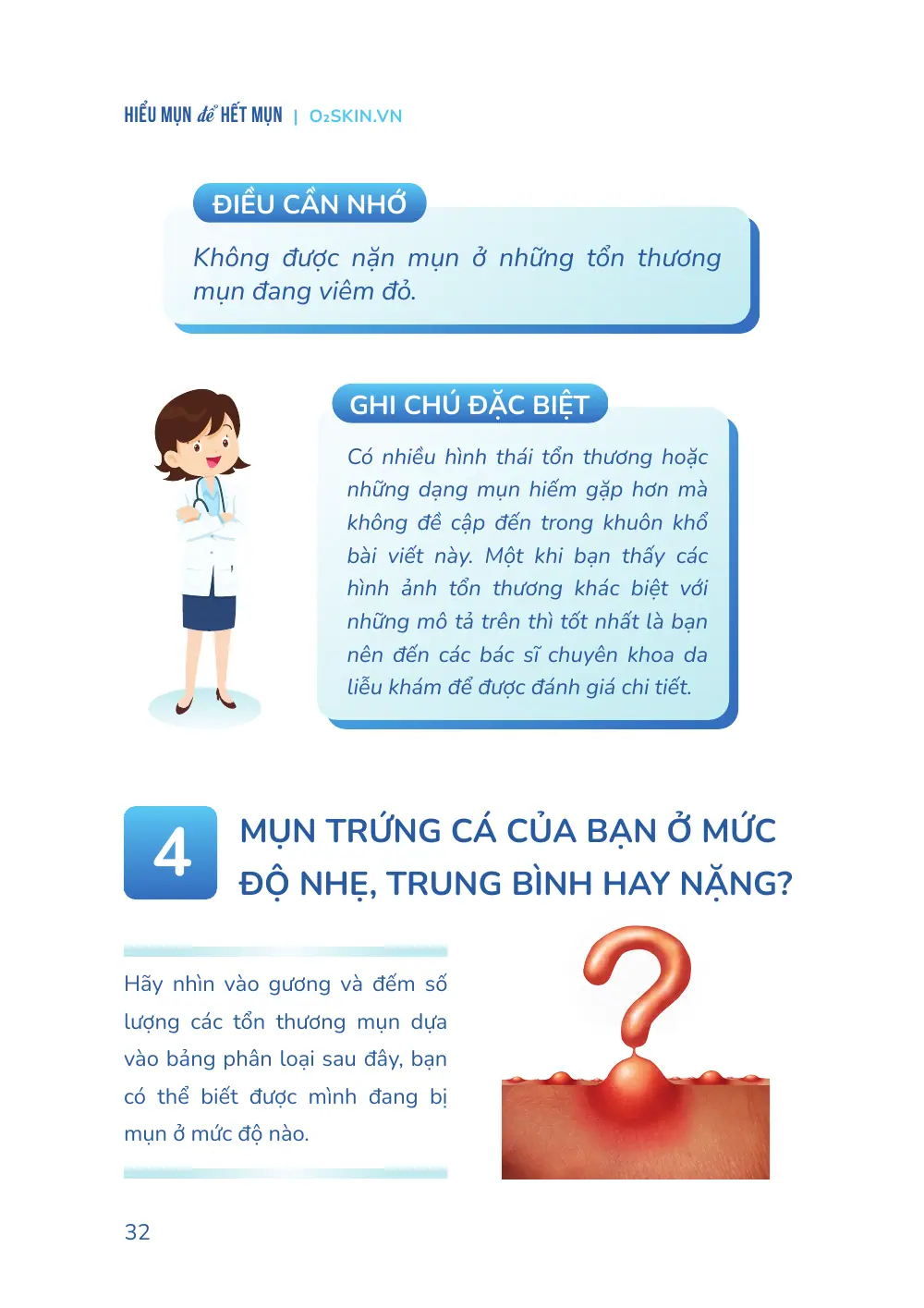 Trang 032 bản in của sách Hiểu mụn để hết mụn