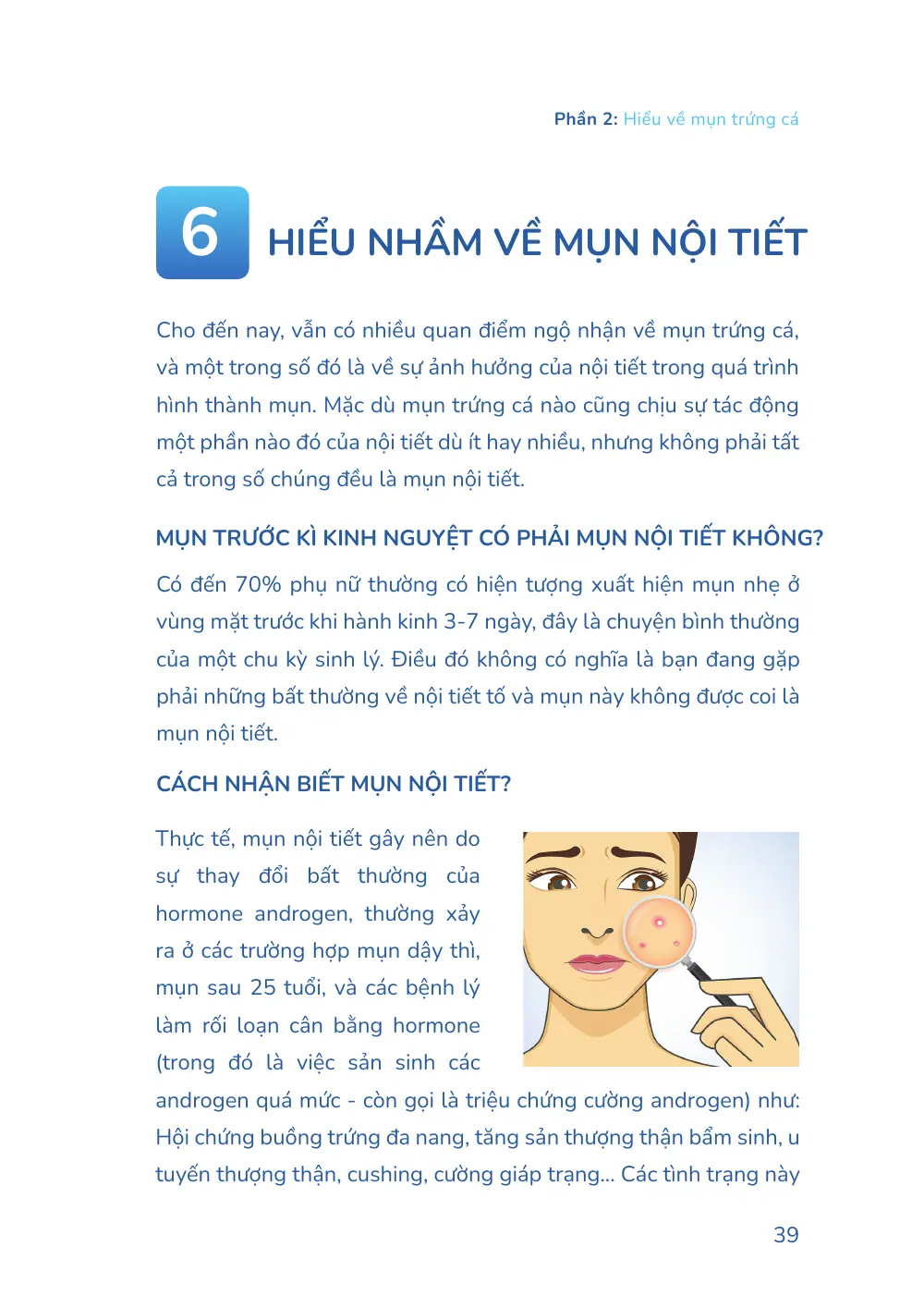 Trang 039 bản in của sách Hiểu mụn để hết mụn