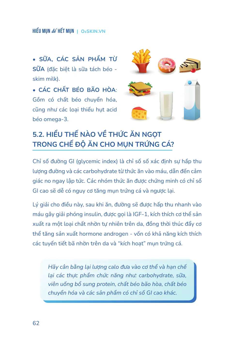 Trang 062 bản in của sách Hiểu mụn để hết mụn