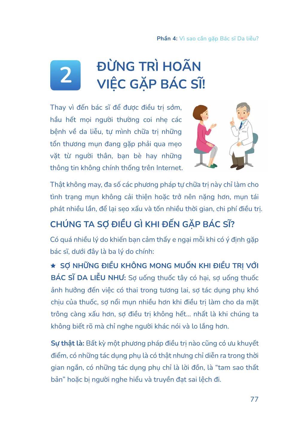 Trang 077 bản in của sách Hiểu mụn để hết mụn