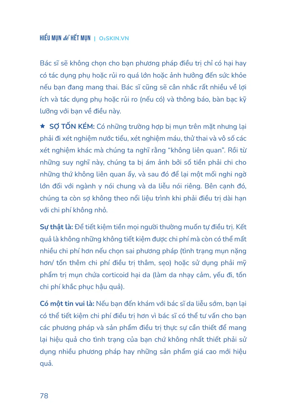 Trang 078 bản in của sách Hiểu mụn để hết mụn