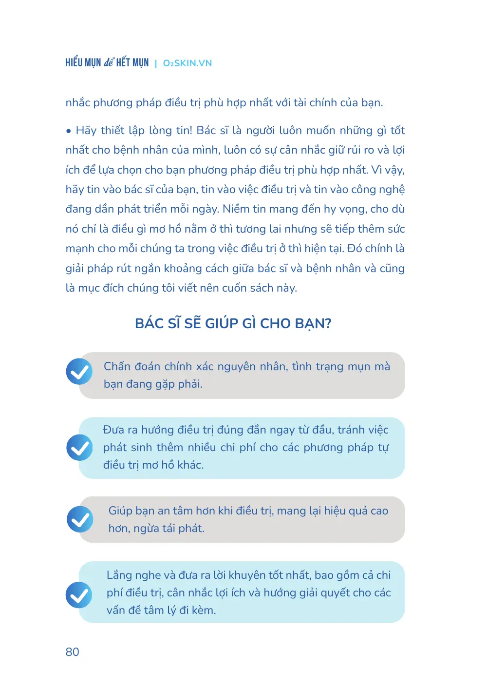 Trang 080 bản in của sách Hiểu mụn để hết mụn