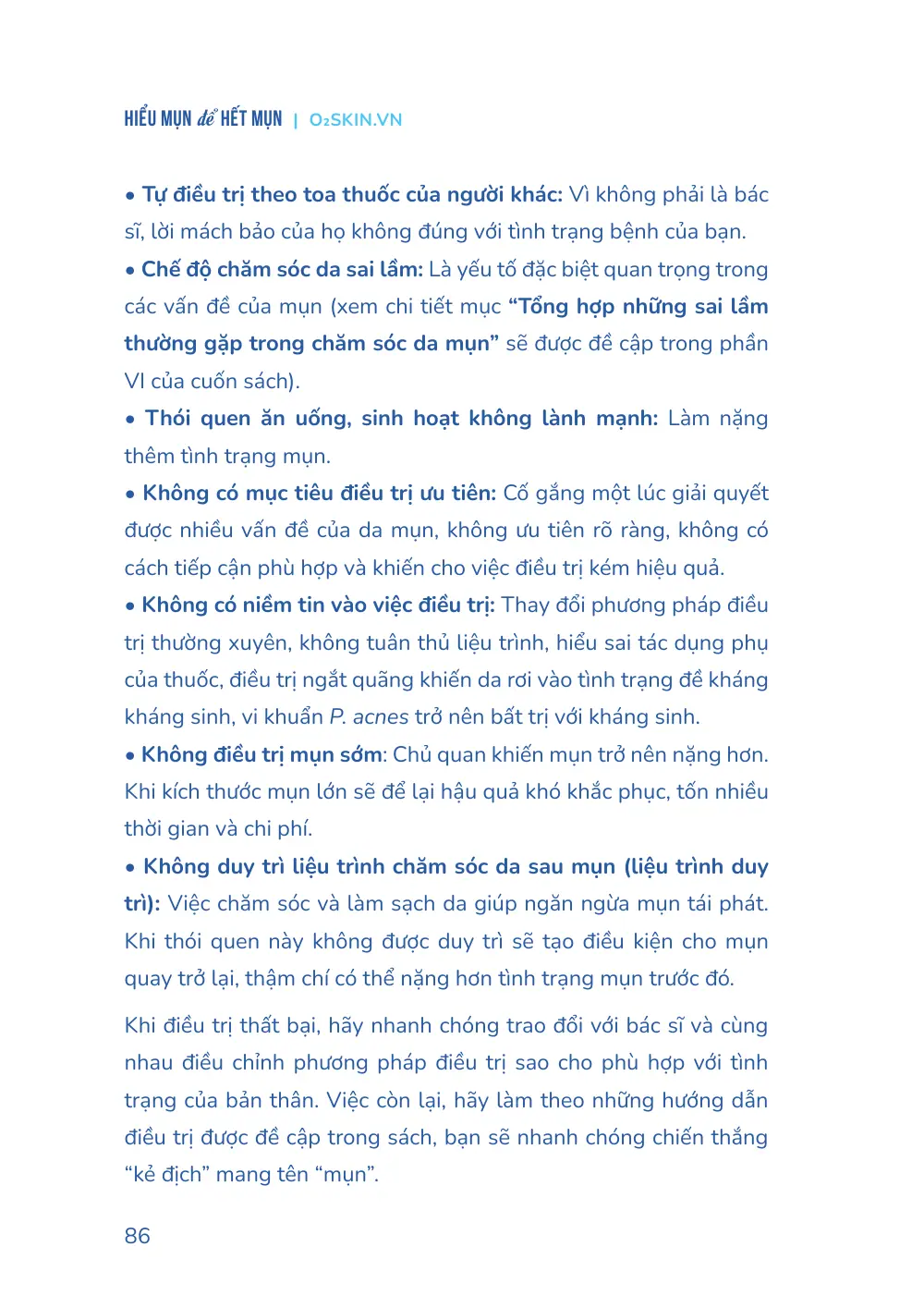 Trang 086 bản in của sách Hiểu mụn để hết mụn