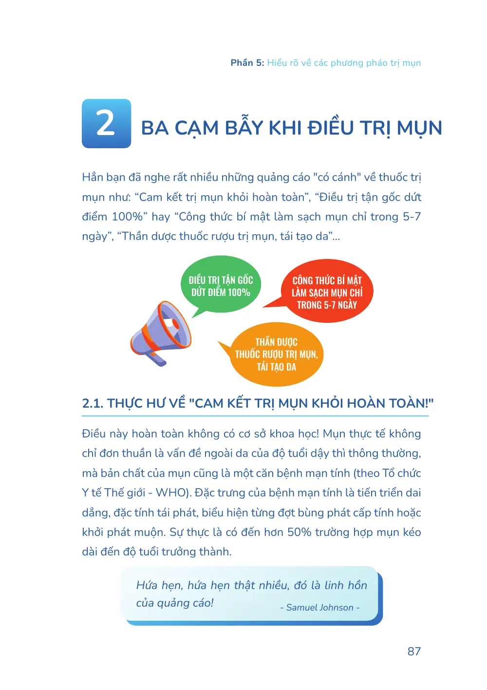 Trang 087 bản in của sách Hiểu mụn để hết mụn