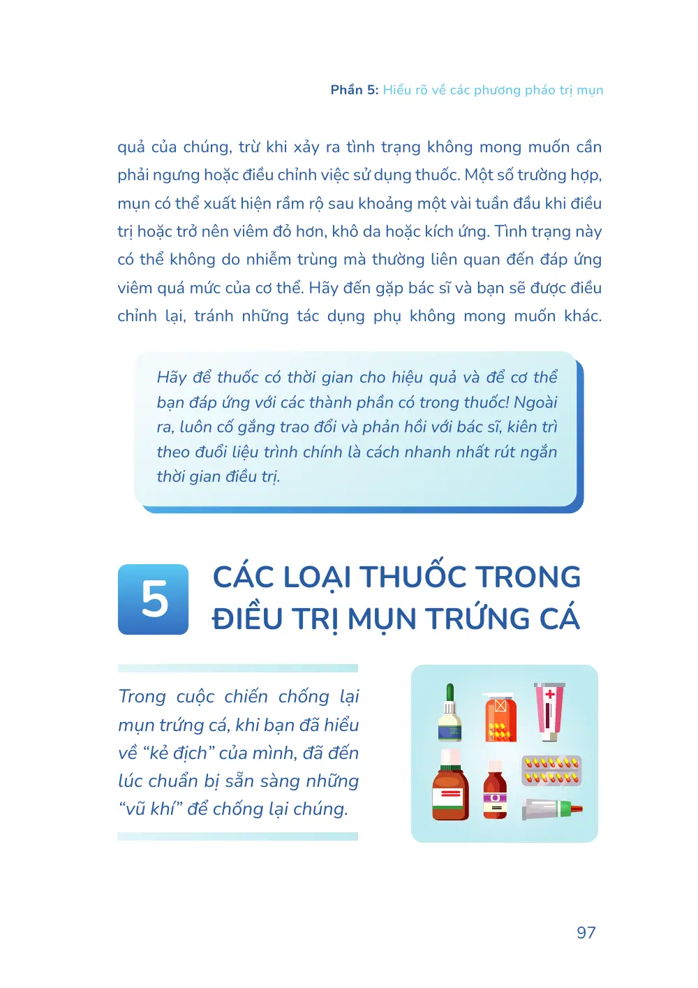 Trang 097 bản in của sách Hiểu mụn để hết mụn