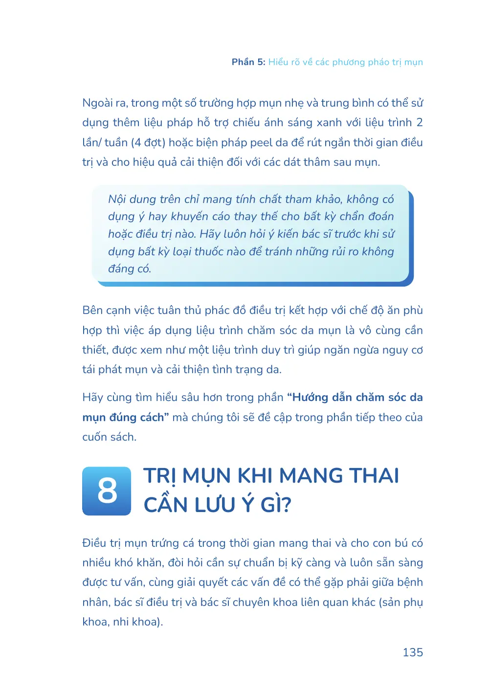 Trang 135 bản in của sách Hiểu mụn để hết mụn