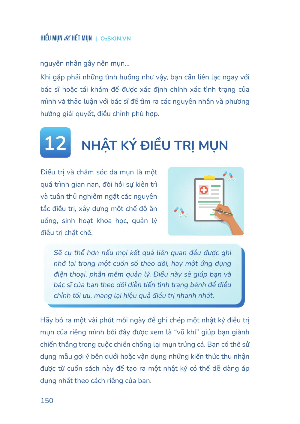 Trang 150 bản in của sách Hiểu mụn để hết mụn
