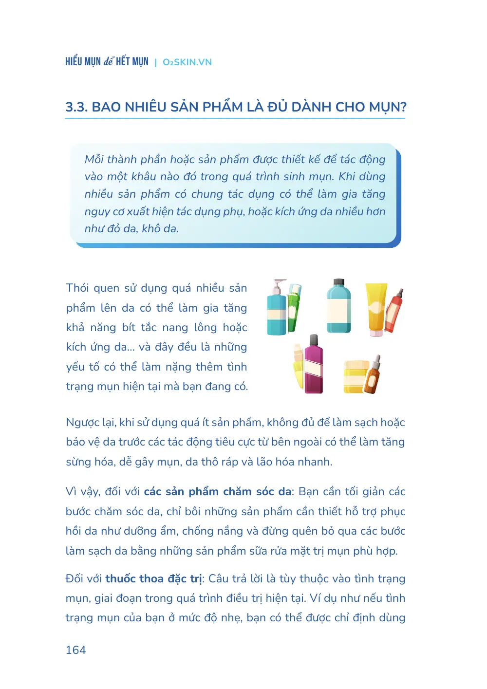 Trang 164 bản in của sách Hiểu mụn để hết mụn