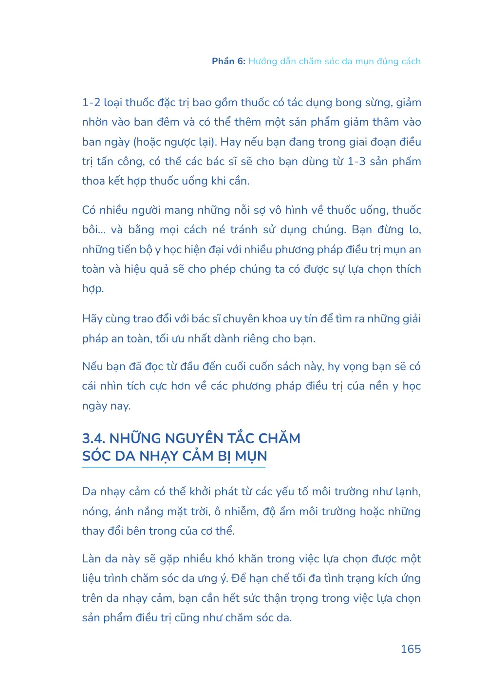 Trang 165 bản in của sách Hiểu mụn để hết mụn