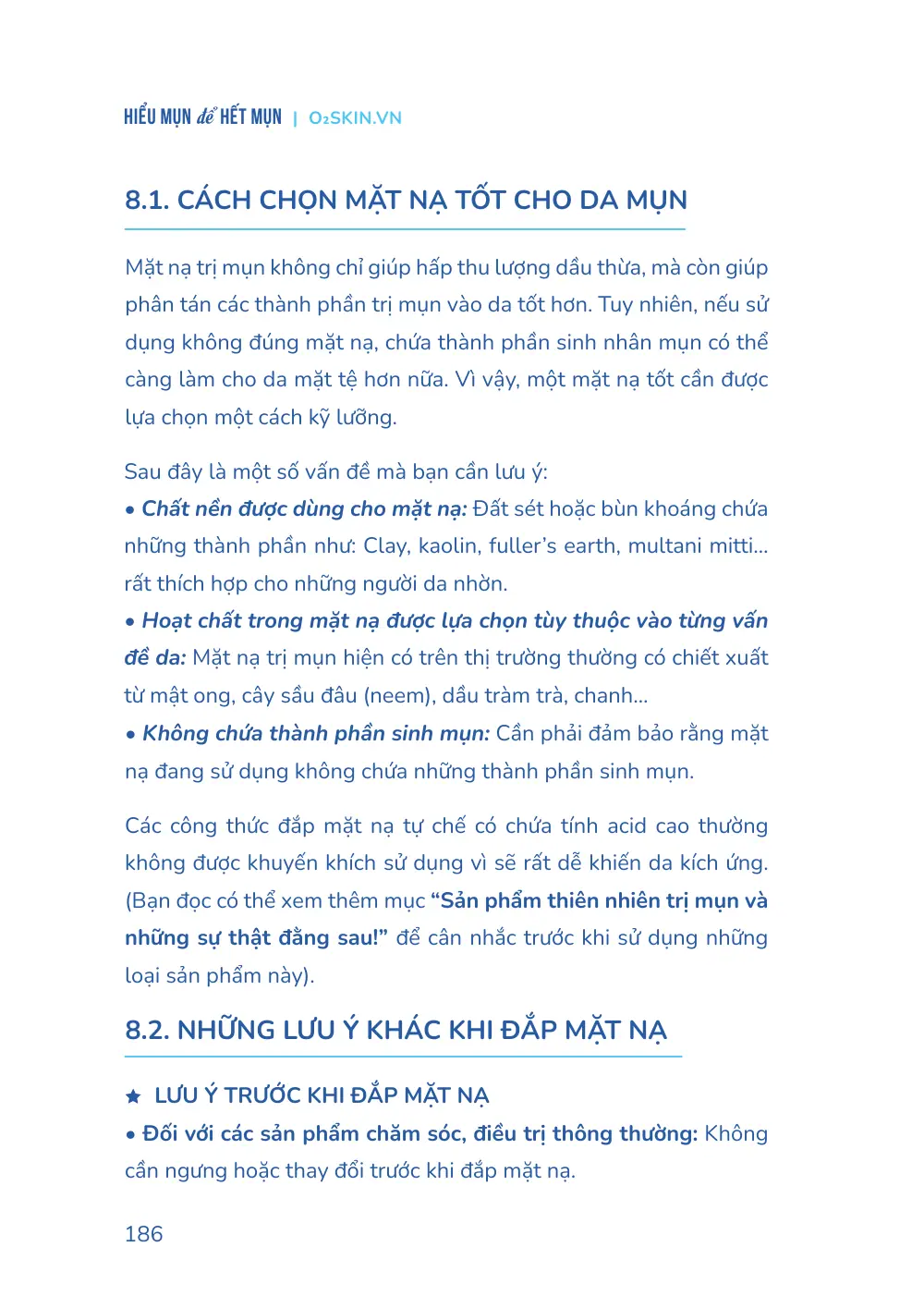 Trang 186 bản in của sách Hiểu mụn để hết mụn