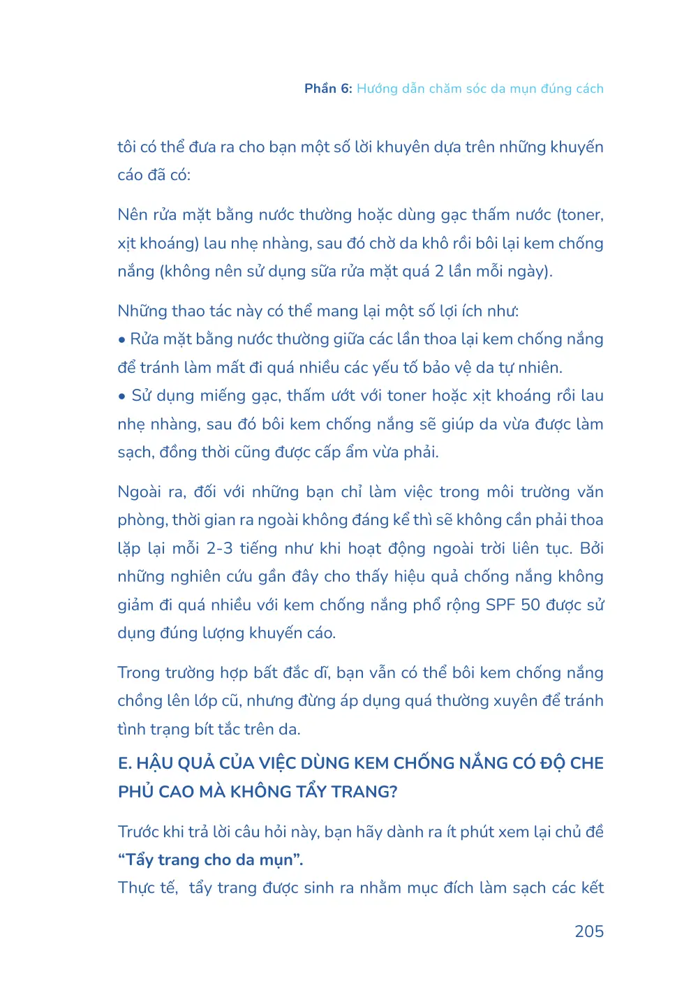 Trang 205 bản in của sách Hiểu mụn để hết mụn