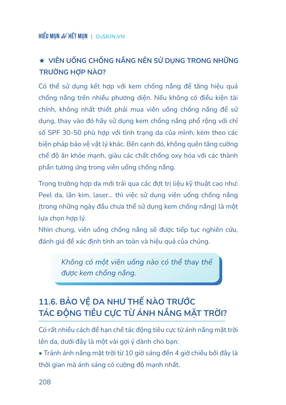 Trang 208 bản in của sách Hiểu mụn để hết mụn