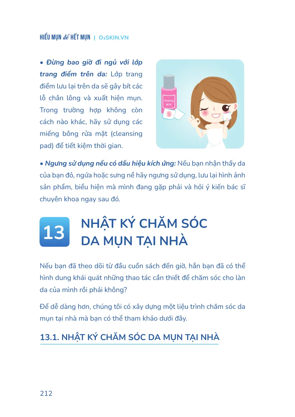 Trang 212 bản in của sách Hiểu mụn để hết mụn