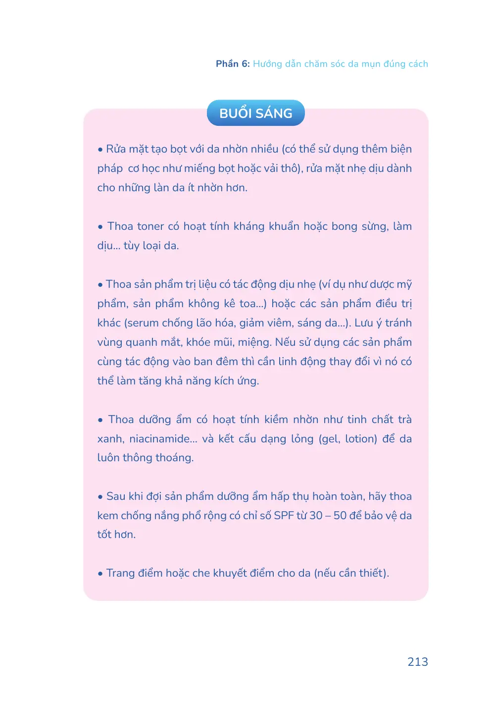 Trang 213 bản in của sách Hiểu mụn để hết mụn