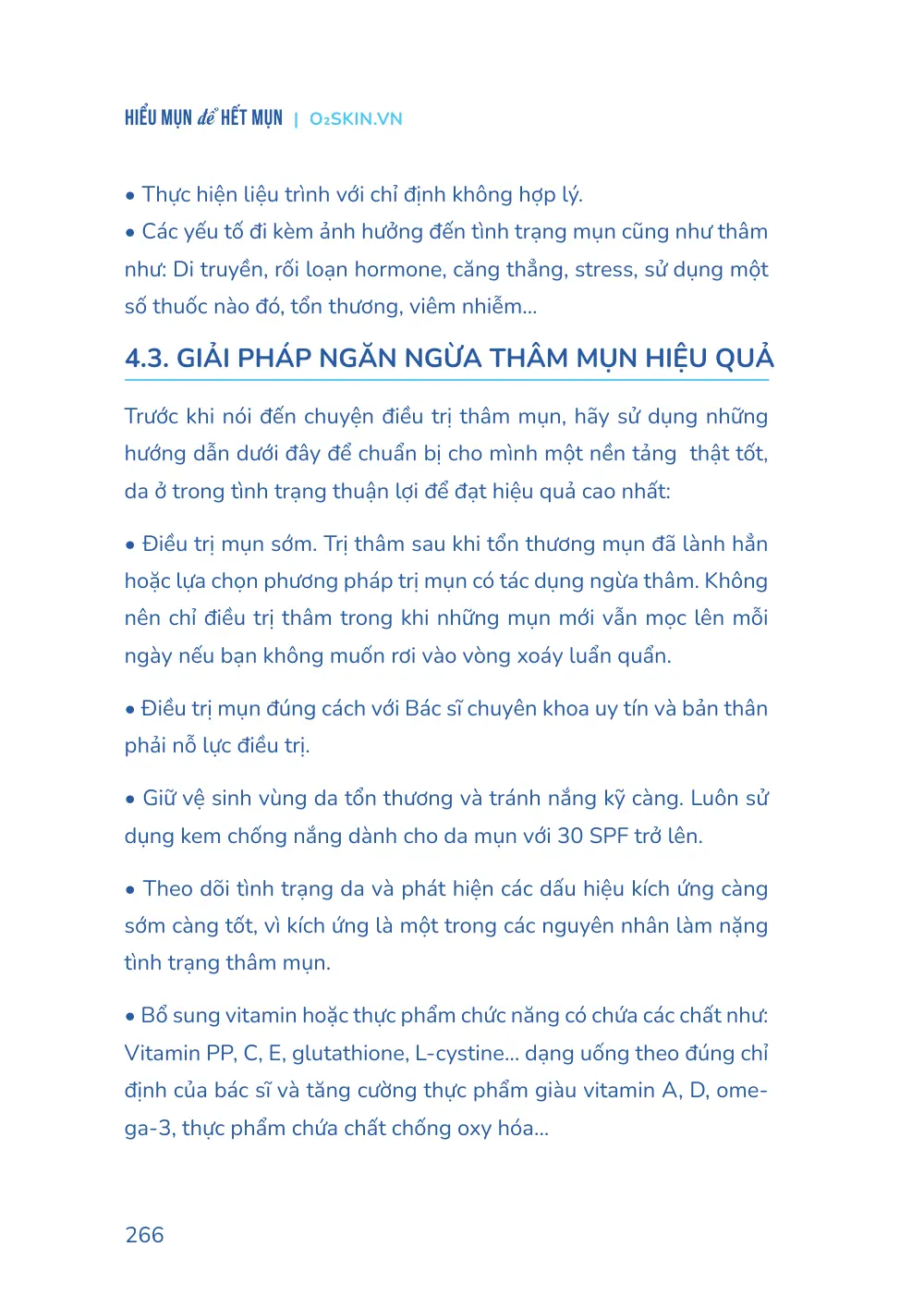 Trang 266 bản in của sách Hiểu mụn để hết mụn