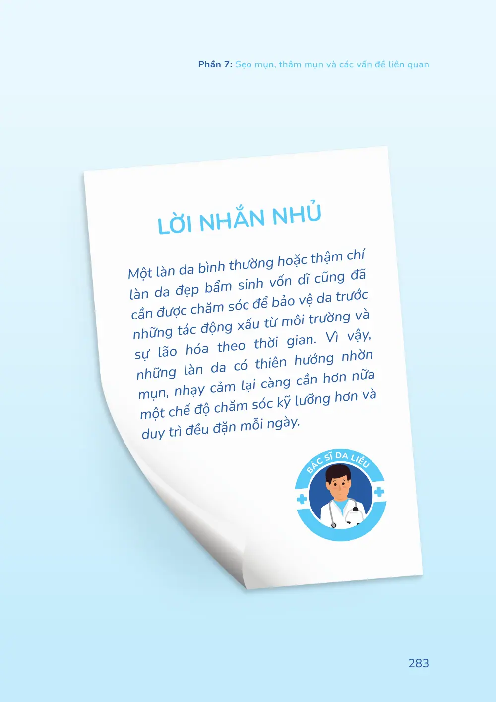 Trang 283 bản in của sách Hiểu mụn để hết mụn