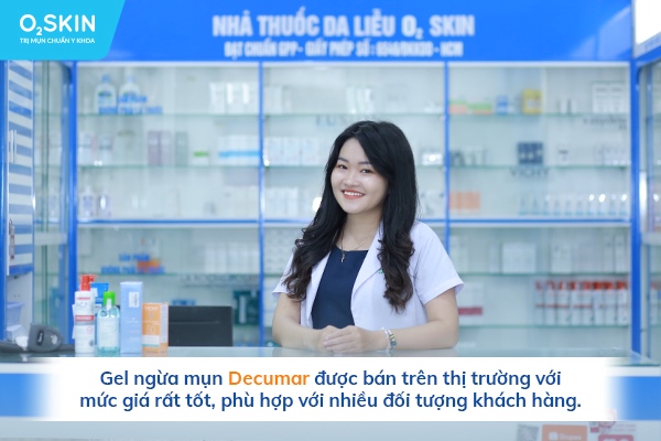 Gel ngừa mụn Decumar được bán trên thị trường với mức giá rất tốt, phù hợp với nhiều đối tượng khách hàng.