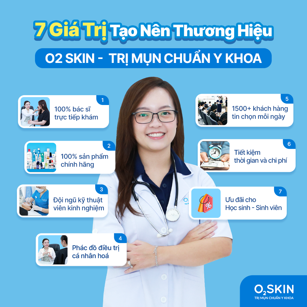 7 giá trị tạo nên thương hiệu O2 SKIN - Phòng khám da liễu chuyên trị mụn chuẩn Y khoa từ 2015