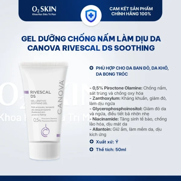 Gel làm dịu da, ngăn ngừa tiết nhờn Canova Rivescal DS Gel 50ml tại Nhà thuốc O2 SKIN