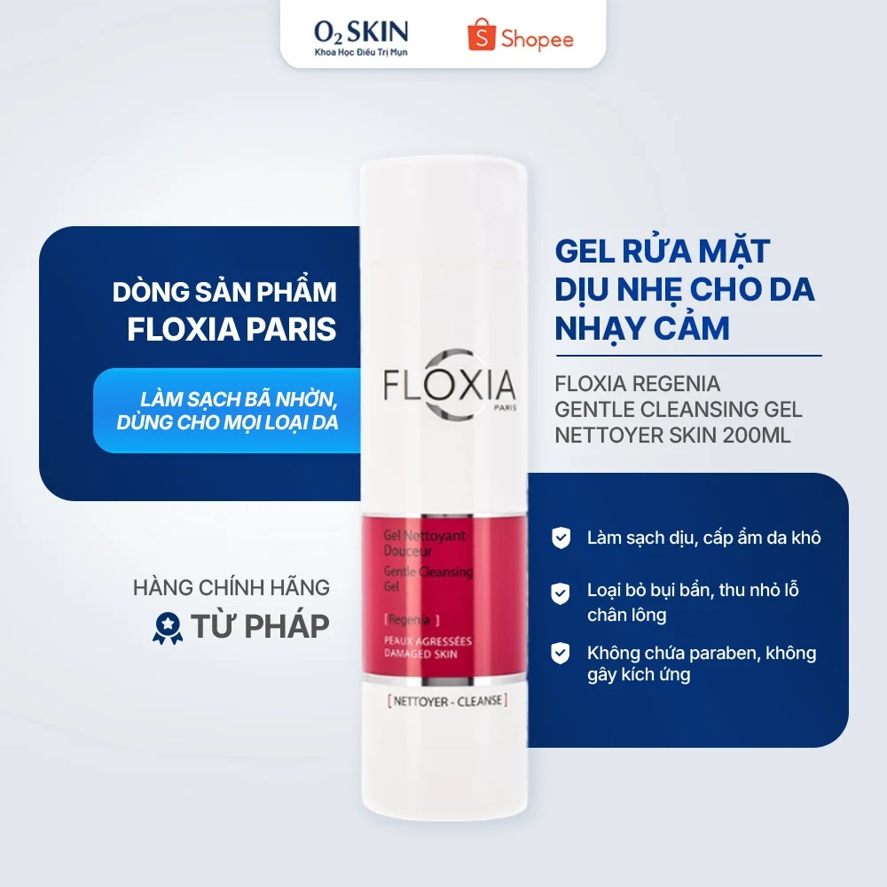 Gel rửa mặt cho da nhạy cảm Floxia Damage Skin Gel Nettoyant 200ml - hình ảnh 3 tại Nhà thuốc O2 SKIN
