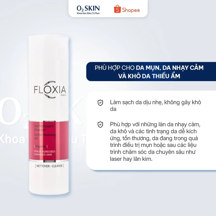 Gel rửa mặt cho da nhạy cảm Floxia Damage Skin Gel Nettoyant 200ml - hình ảnh 4 tại Nhà thuốc O2 SKIN