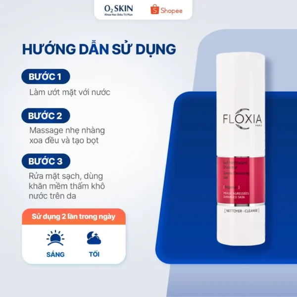 Gel rửa mặt cho da nhạy cảm Floxia Damage Skin Gel Nettoyant 200ml tại Nhà thuốc O2 SKIN
