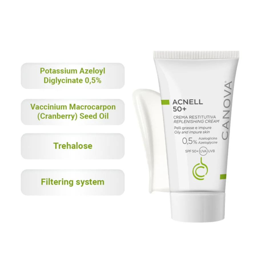 Kem chống nắng dưỡng trắng da mặt Canova ACNELL SPF50+ 50ml