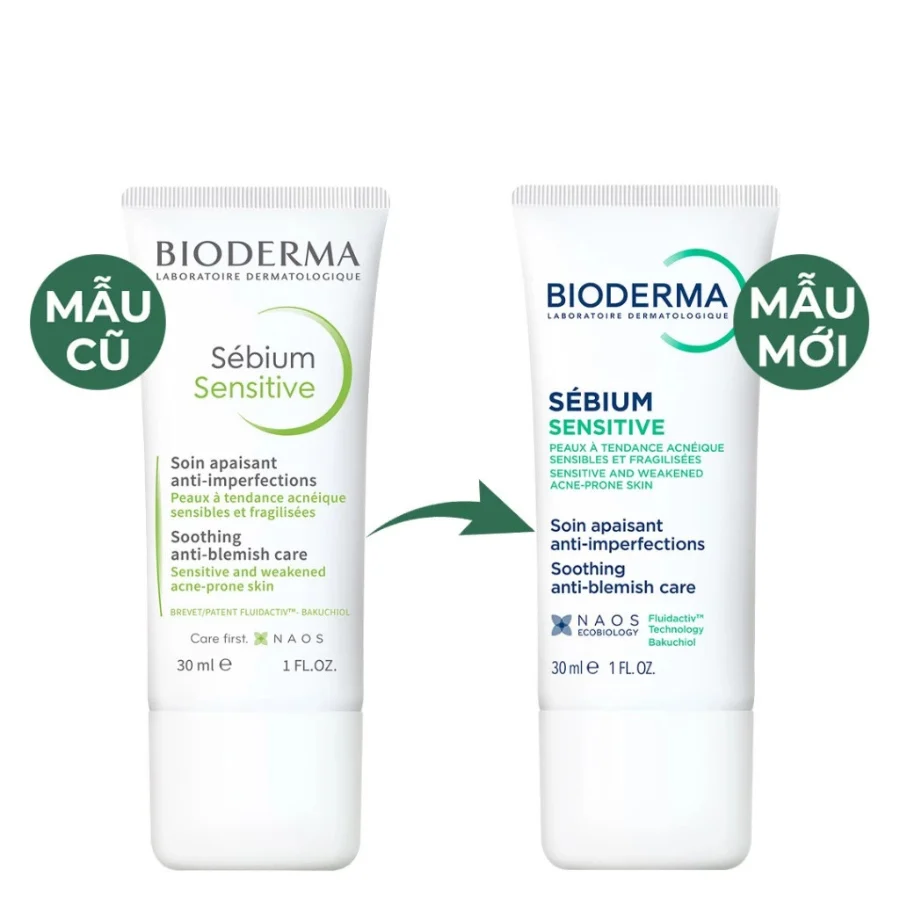 Kem dưỡng ẩm cho da nhờn mụn, nhạy cảm Bioderma Sébium Sensitive 30ml (màu xanh)