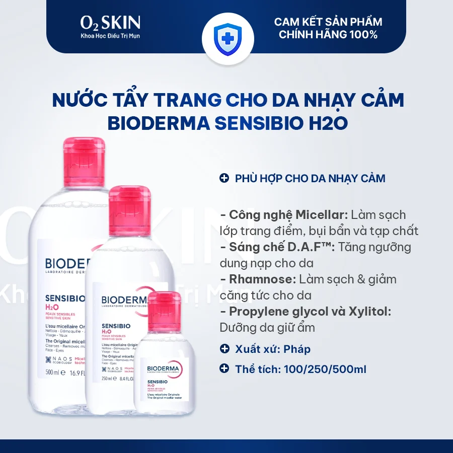 Nước tẩy trang cho da nhạy cảm Bioderma Sensibio H2O