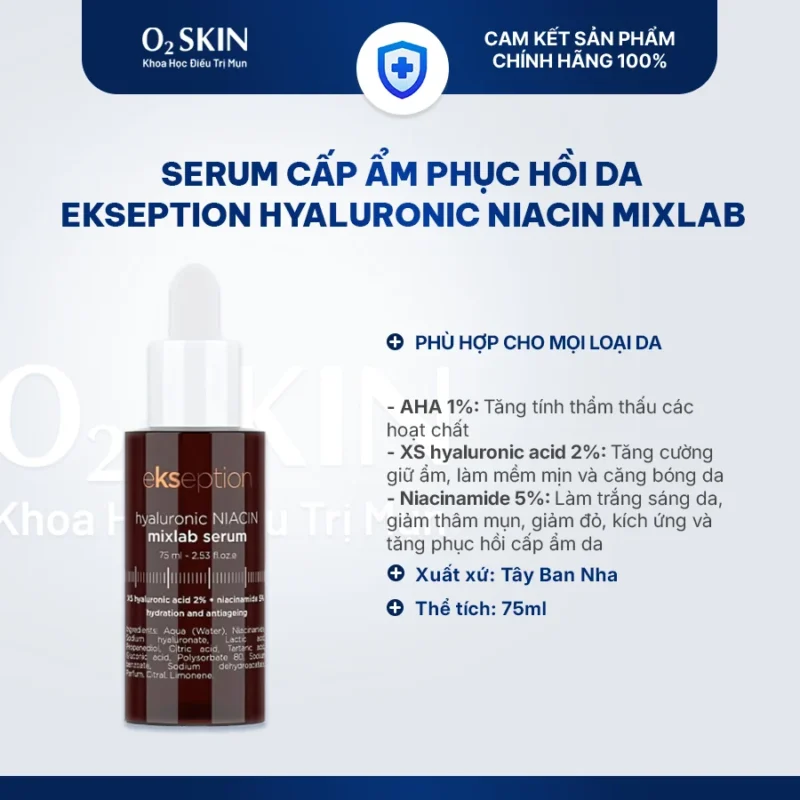Serum cấp ẩm phục hồi da Ekseption Niacin 5% + Hyaluronic 2%