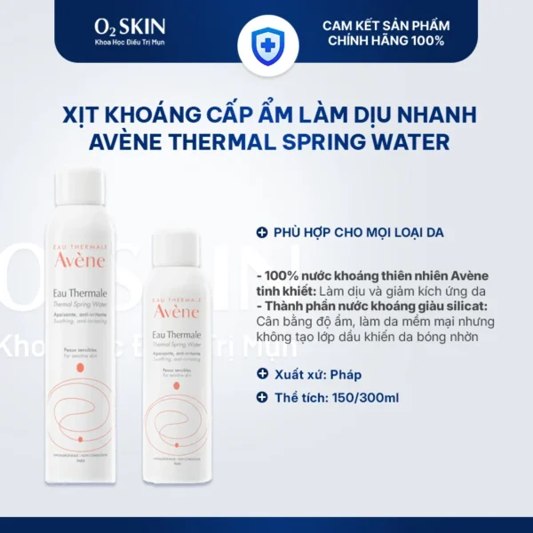 Xịt khoáng dưỡng ẩm và giảm kích ứng Avène Thermal Water tại Nhà thuốc O2 SKIN