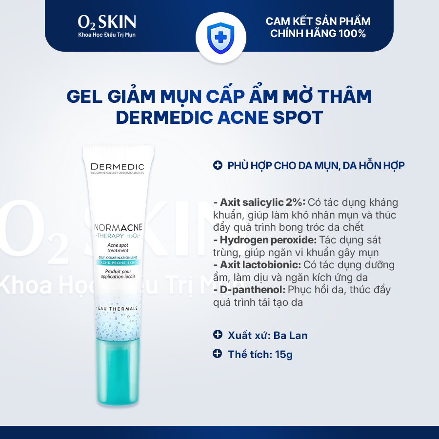 Gel chấm mụn viêm và mờ thâm DERMEDIC Acne Spot 15ml
