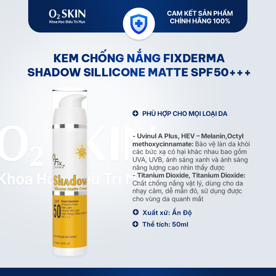 Kem chống nắng FIXDERMA Shadow Silicone Matte SPF50+++ – 50ml