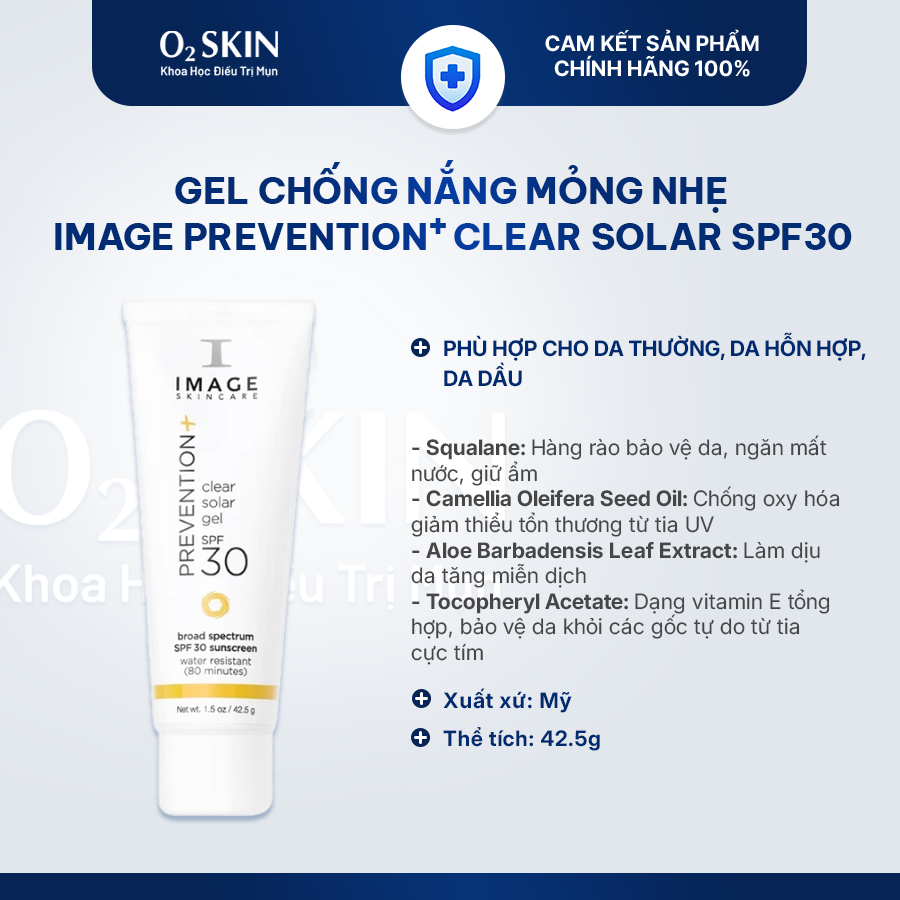 Gel chống nắng IMAGE Skincare PREVENTION+ Clear Solar Gel SPF 30 42,5g