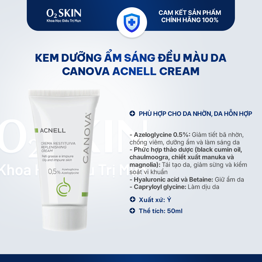 Kem dưỡng ẩm cho da dầu mụn Canova Acnell Cream 50ml