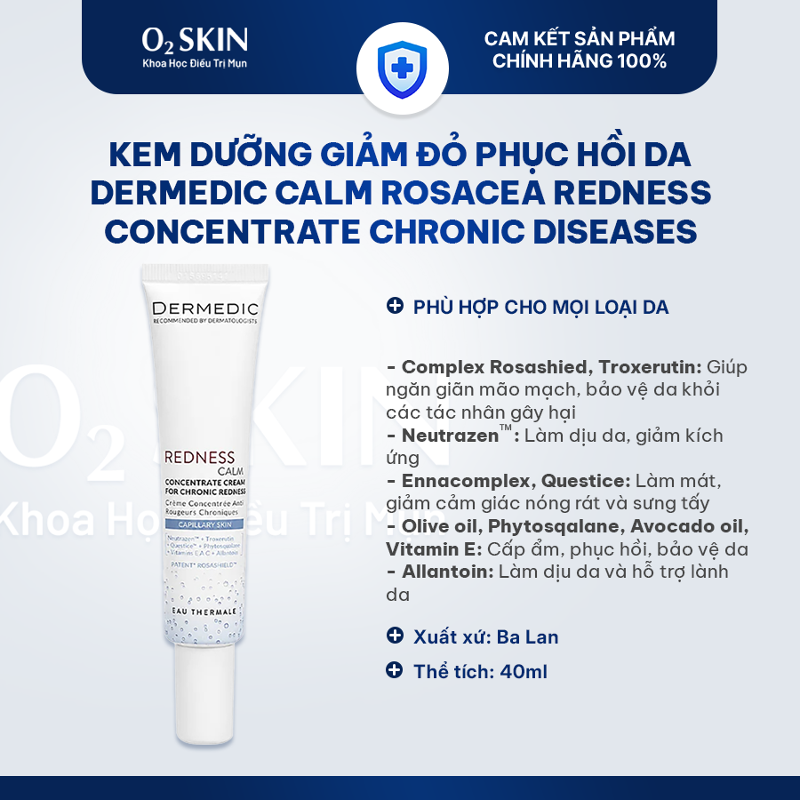 Kem dưỡng giảm kích ứng DERMEDIC Calm Rosacea Chronic Redness