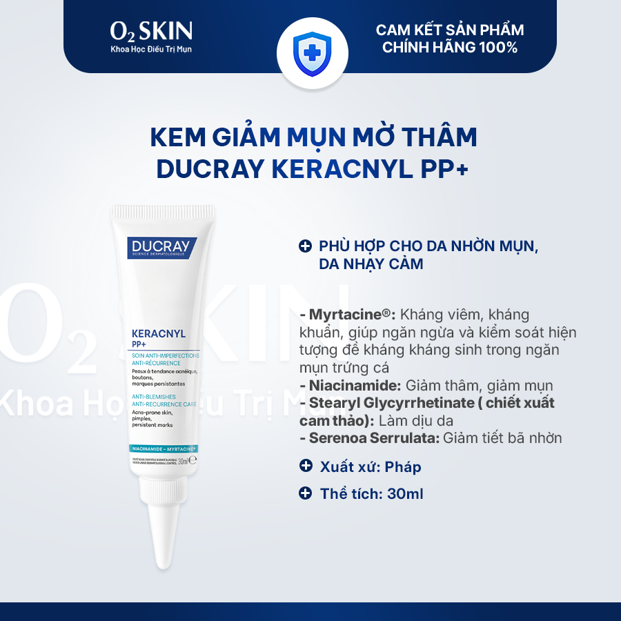 Kem giảm mụn mờ thâm Ducray Keracnyl PP+ Cream 30ml