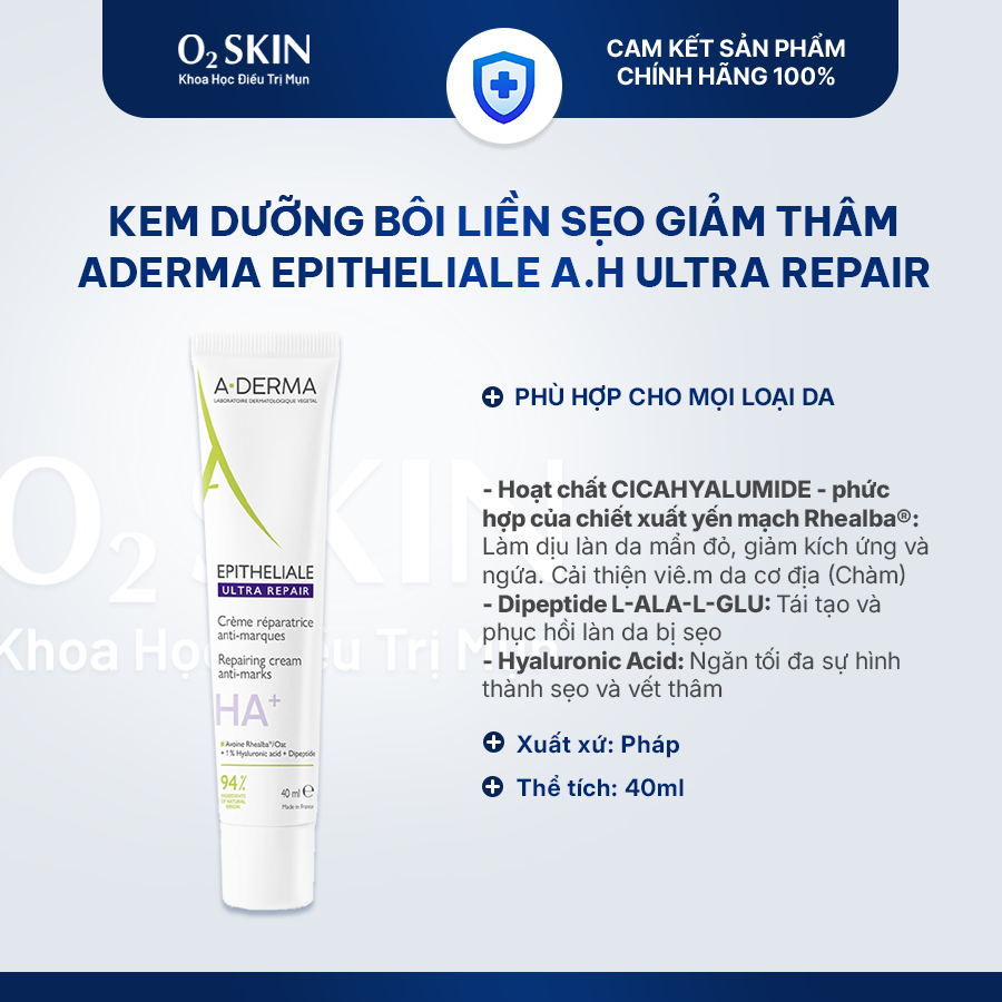 Kem dưỡng giúp làm dịu da A-DERMA EPITHELIALE ULTRA REPAIR REPAIRING CREAM ANTI-MARKS 40ml tại O2 SKIN