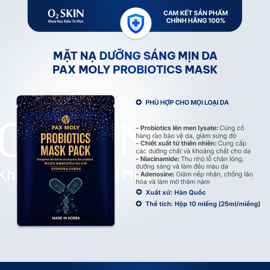 Mặt nạ dưỡng ẩm, làm sáng và mịn da PAXMOLY Probiotics Mask Pack