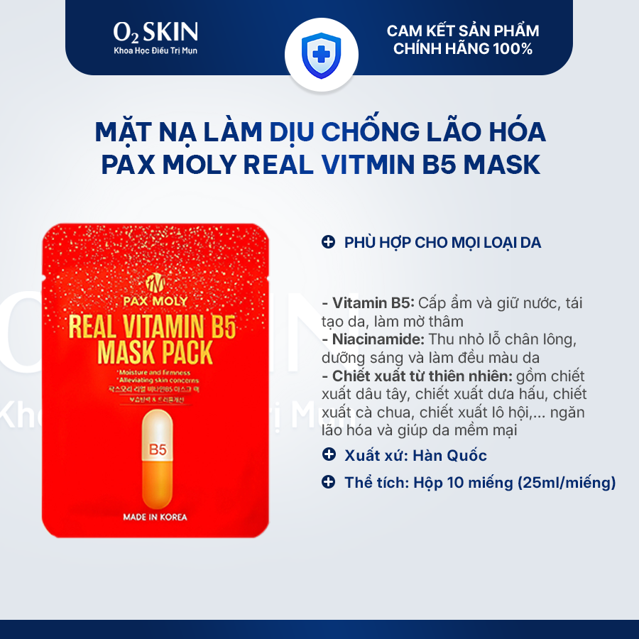 Mặt nạ dưỡng ẩm, làm dịu da PAXMOLY Vitamin B5 Mask