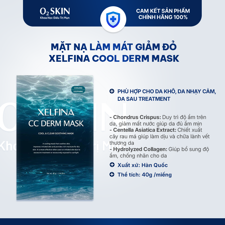 Mặt nạ làm dịu và làm mát da Xelfina Cool Derm Hydrogel Mask 40g