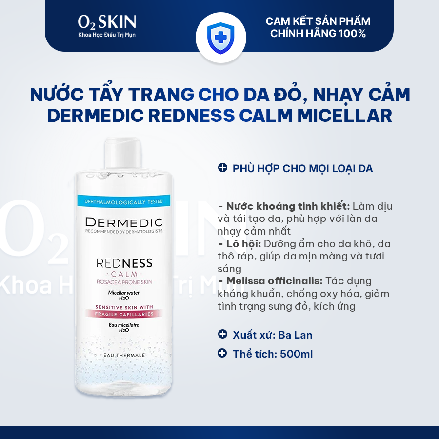 Nước tẩy trang cho da nhạy cảm dễ kích ứng DERMEDIC 500ml
