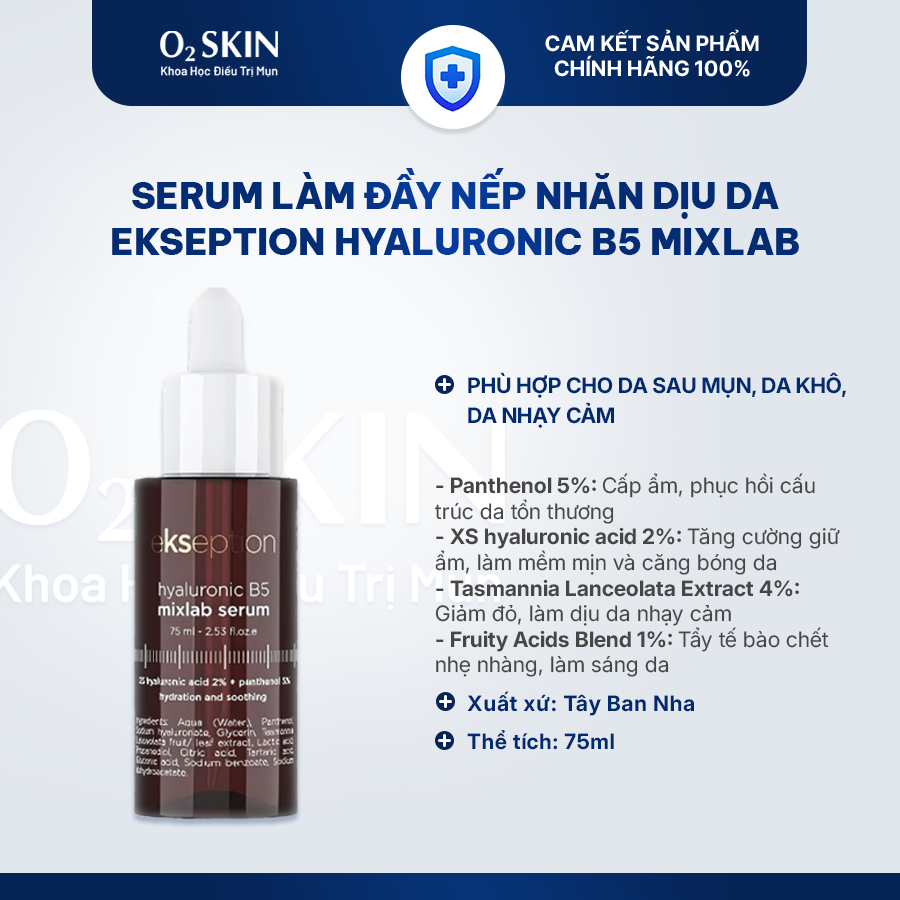 Serum dưỡng ẩm phục hồi da Ekseption Hyaluronic B5 Mixlab Serum 75ml