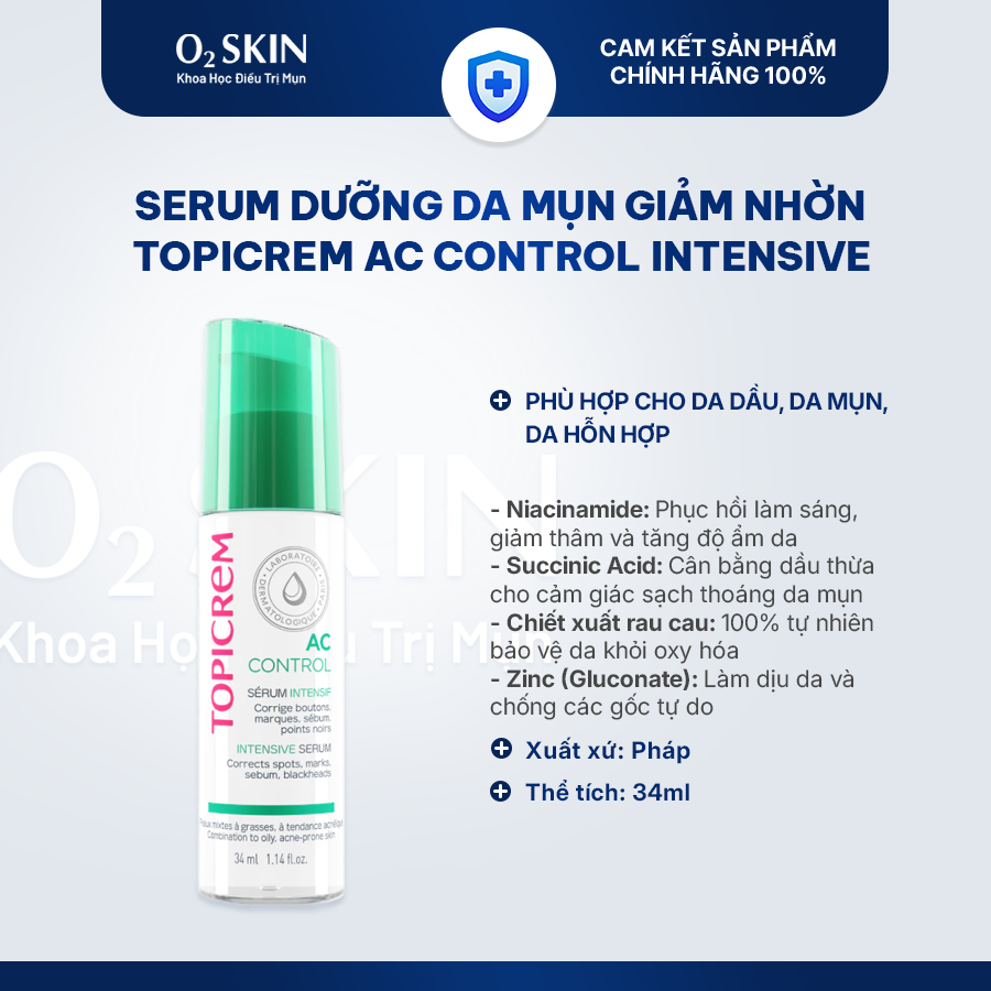 Tinh Chất Dành Cho Da Mụn Topicrem AC Control Intensive Serum 34ml tại O2 SKIN