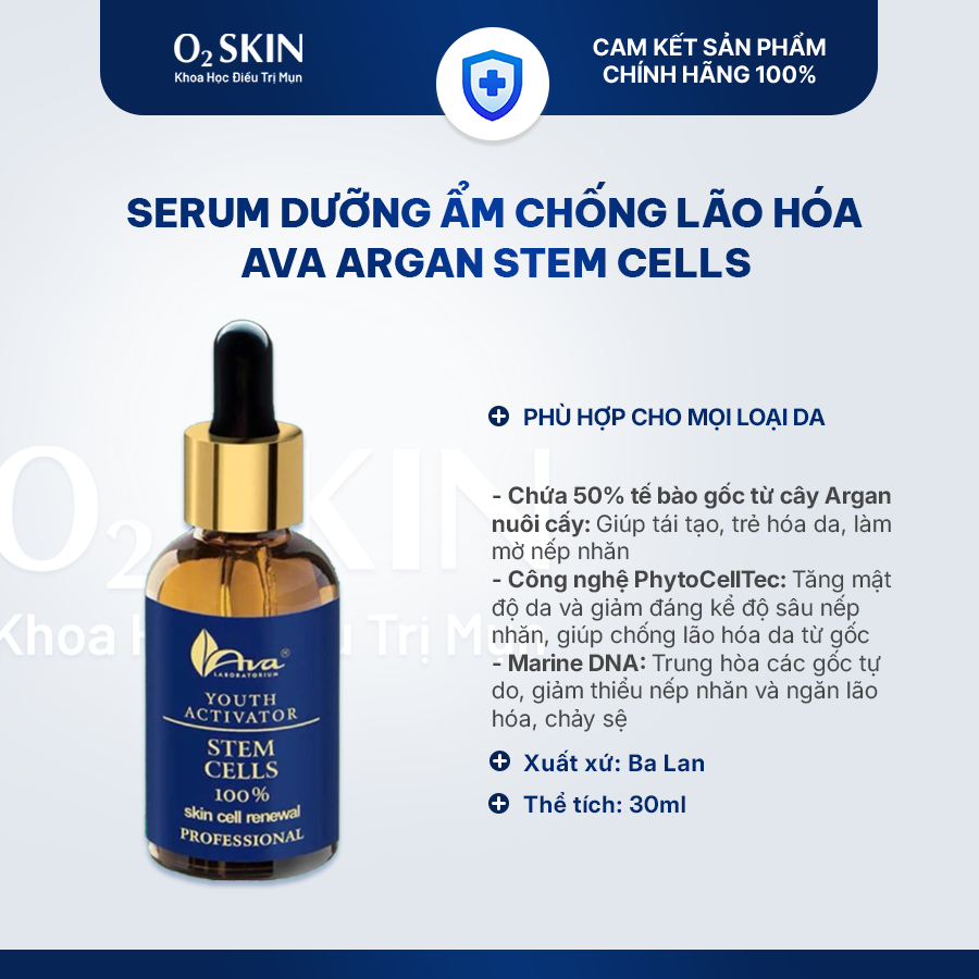 Serum dưỡng ẩm chống lão hóa Ava Argan Stem Cells 30ml