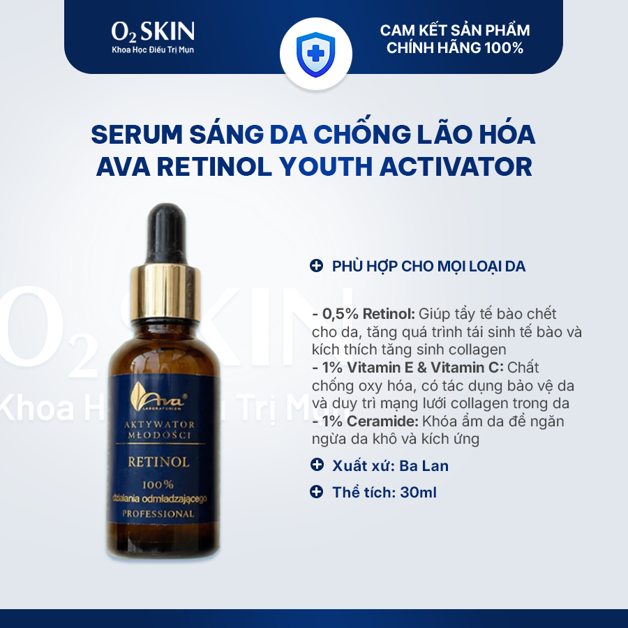 Serum dưỡng ẩm, sáng da Ava Retinol 0,5% Serum 30ml