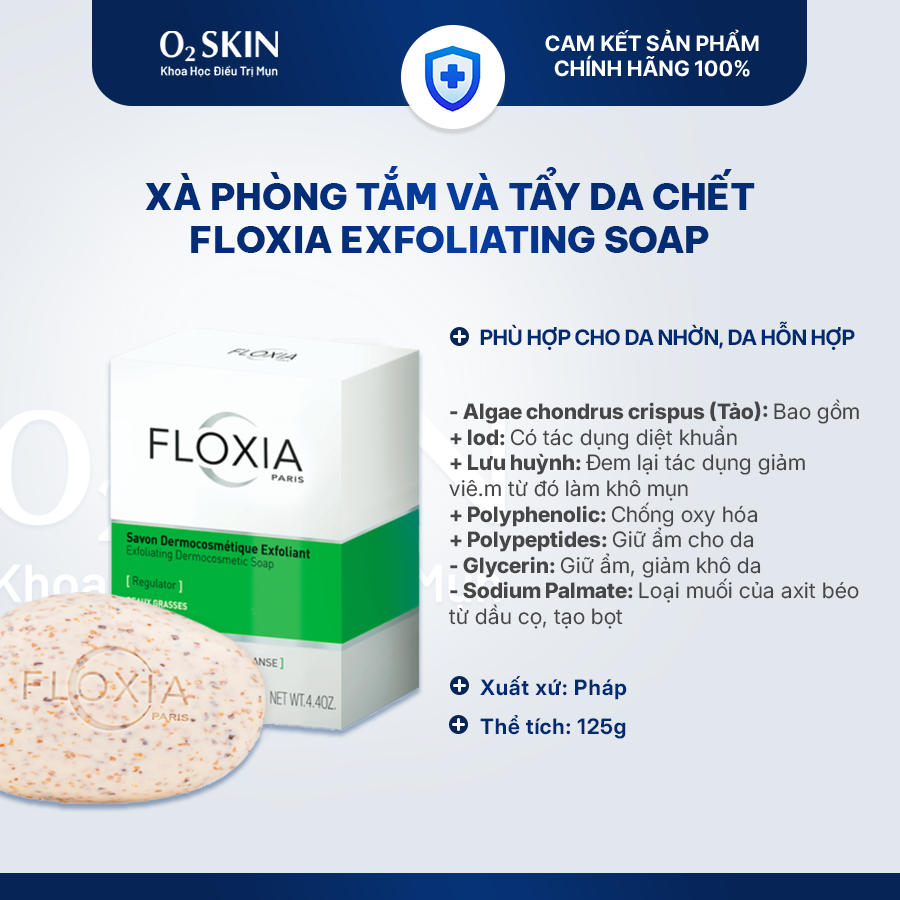 Xà phòng tắm và tẩy da chết Floxia Exfoliating Soap 125g