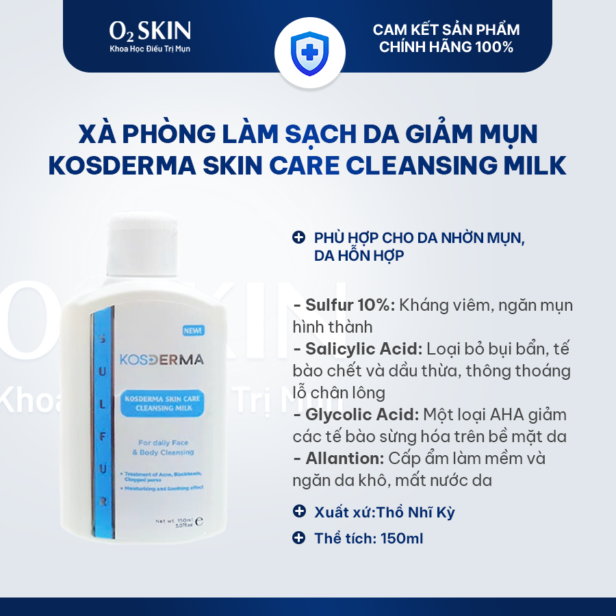 Xà phòng làm sạch Kosderma Sulfur – 150ml